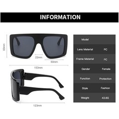 Oversized Square Shield Sunglasses Black Flat Top Gradient Lens Big Frame Mens
