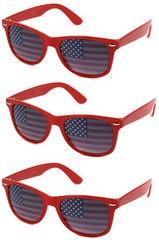 3 PAIRS American USA Flag US Sunglasses RED Patriotic United States Stars brave