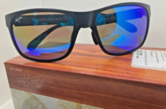 NEW MAUI JIM POLARIZED B432-2M Red Sands Blue Lens Black Matte Sunglasses Sport