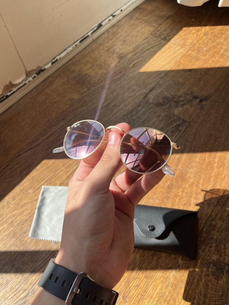 Ray-Ban Round Metal RB 3447-N 001/Z2 Gold, 50mm Flash Pink flat Lens-Excell.+Acc