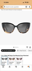 Maui Jim Blossom Cat Eye Black Tokyo Tortoise Frame + Neutral Grey Polarized