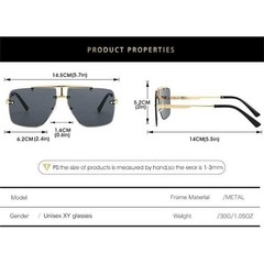 Sunglasses Men’s Gold Frame Rimless Square Gradient Black Lens Street Wear Trend