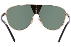 Prada PR 69ZS 5AK05V Shield Sunglasses Gold Green Lens Logo Unisex