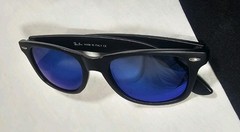 Ray-Ban Wayfarer Sunglasses Blue Polarized, Black, Unisex 3018C
