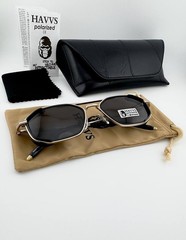 HAVVS HV68139 A Men’s Polarized Sunglasses Octagon Steampunk Silver Metal Frame