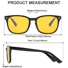 Night Vision Glasses for Driving Square Anti Glare UV400 Protection Lightweig…