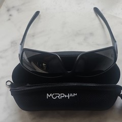 MORPHAIM P535 Polarized Wrap Sunglasses Black Frame Gray Tinted Lenses