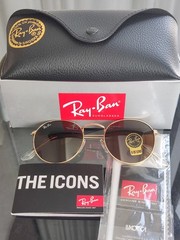 Ray-Ban RB3447 Round Metal Glod Frame Mirror Brown Lenses Sunglasses
