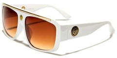 Kleo Oversized Lion Head Medallion Flat Top Square Aviator Sunglasses