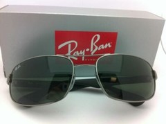 New Ray-Ban Sunglasses RB 3445 004 61-17 Gunmetal & Black Frames w/Green Lenses