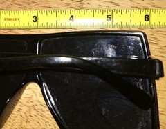 Oversized Sunglasses, Large Flat Top. Black Frame. Silver Mirrored. 6in x 2.75in
