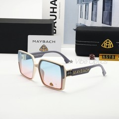 MAYBAC* Oversized Square Sunglasses Cream Blue Pink Grad Thick +Case