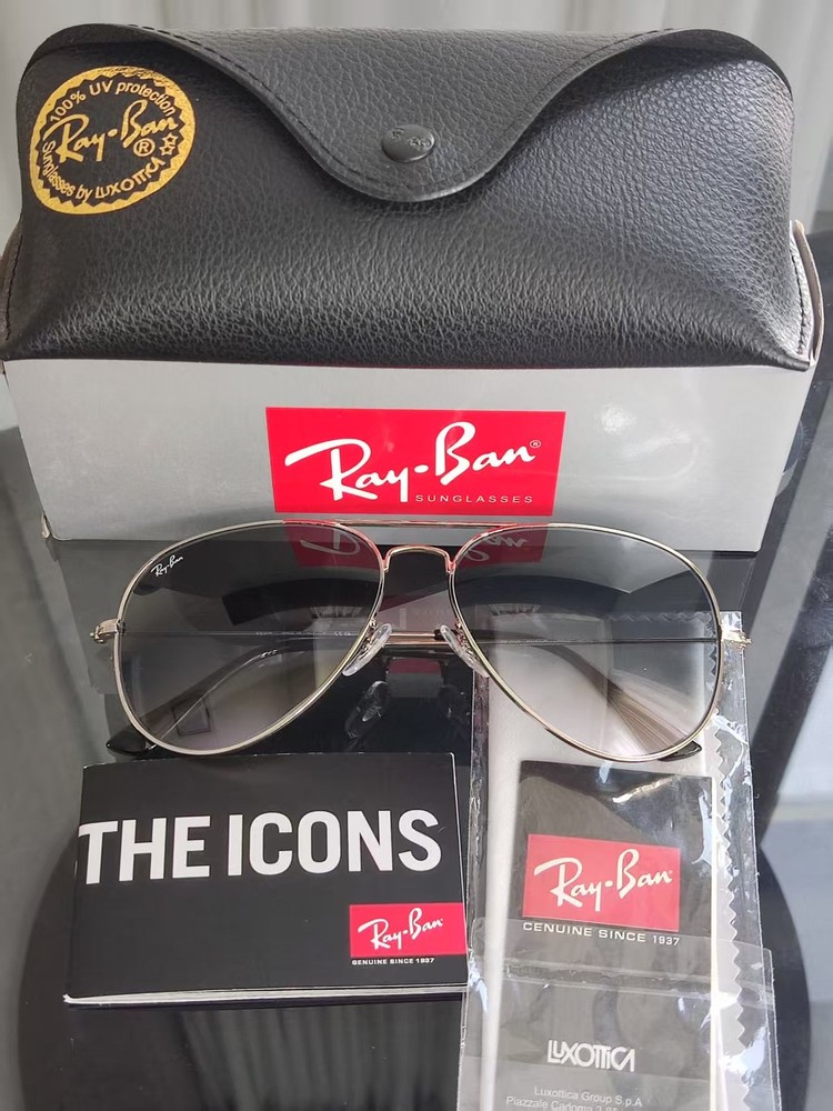 RAY-BAN RB3026, aviator sunglasses , Silver Frame/Large 62mm gradient gray Lens