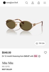 Miu Miu Oval Sunglasses Gold Metal Frame black Tinted, great condition , gifted