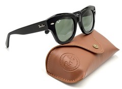 Ray-Ban RB2186 Black 901/31 49mm State Street Square Sunglasses Green Lenses