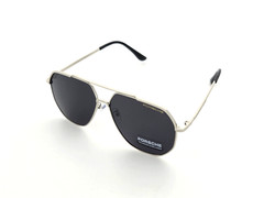 Polarized Porsche Hexagon Metal Aviator Sunglasses Silver Smoke PH32