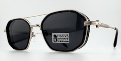 HAVVS HV68139 A Men’s Polarized Sunglasses Octagon Steampunk Silver Metal Frame