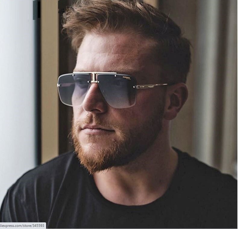 Men’s SUNGLASSES DESIGNER OVERSIZE SQUARE RETRO GOLD FRAME WOMEN STYLE SHADES