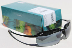 MAUI JIM Hookipa XL POLARIZED Sunglasses 456-02 Gloss Black/Neutral Grey NEW
