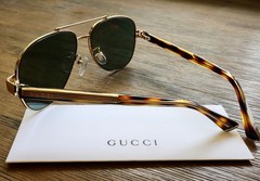 Gucci GG0528S 009 63mm Aviator Sunglasses in Havana and Gold with Velvet case