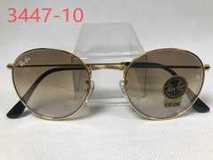 Ray-Ban RB3447 Round Metal Sunglasses Polished Gold Frame Brown Lens 50mm Unisex