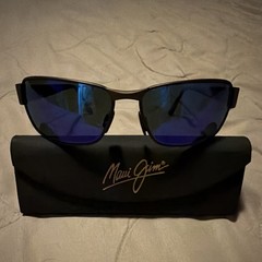 Maui Jim MJ-249-19M Men’s Blue Mirrored Sunglasses Black Plastic 115mm