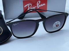 NEW Ray-Ban RB4187 601/T3 CHRIS Polish Black Polarized Grad Grey Sunglasses 54mm