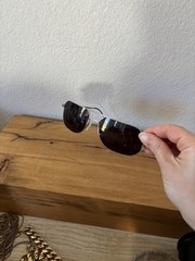 VTG John Varvatos Bronze Tone Metal Brown Sunglasses Rectangular Read*