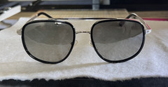 Persol 2415-S Men’s Aviator Sunglasses Black Frame Gray Tinted Lenses 140mm