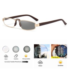 Metal Men Women Oval Photochromic Reading Glasses Outdoor Personality Sunglasses