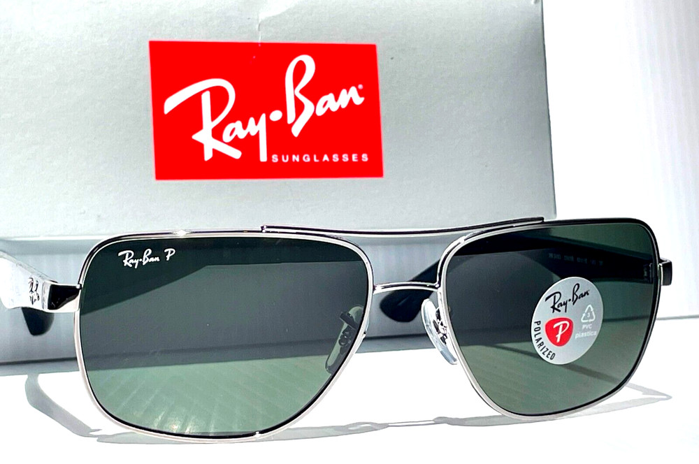 NEW Ray Ban Gunmetal Frame POLARIZED Green Grey Len Sunglass RB 3483 004/58