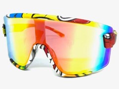 Oversized RETRO SPORTY WRAP Shield Cycling SUN GLASSES Large Big Graffiti Frame