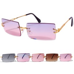 ShadyVEU 2000s Fashion Rectangular Oceanic Gradient Joe Rimless Color Sunglasses