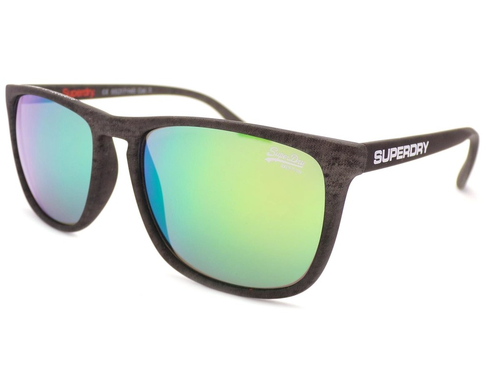 Superdry Shockwave Sunglasses Dark Mottled Grey with Green Mirrored Lenses 182