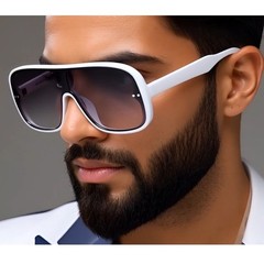 Sunglasses Men Fashion Trendy White Frame UV400 Protect Bold Shield Modern 2026