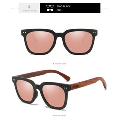 DUBERY Men Women Wood Polarized Square Sunglasses Wooden Temple Classic Glasses