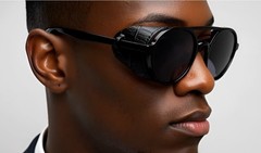 Men’s Women Sunglasses Vintage Steampunk Side Shields Leather Round Retro Shades