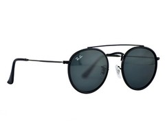 Ray-Ban Sunglasses RB3647N Round Double Bridge Black Frame Blue Grey Lens 51mm
