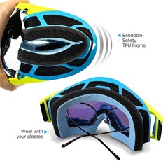 Motocross Goggles with Nose Guard, Anti-Fog OTG Dirt Bike Glasses for Men & W…