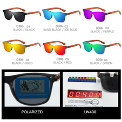 DUBERY Rimless Wood Polarized Square Sunglasses Men Women Wooden Temple Glasses