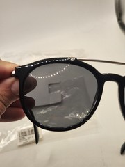 Brand New Diesel Round Sunglasses DL0188 Gloss Black Silver Bar 01A 54-17-145 3