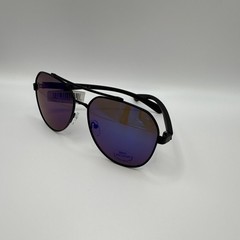 Men’s Aviator Sunglasses Black Metal Frame Purple Mirrored Tinted Plastic Lenses