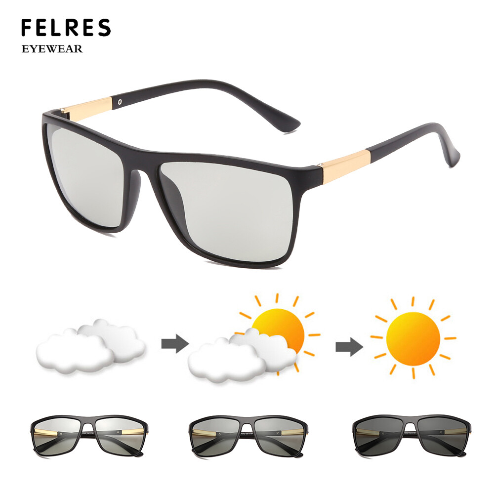 Men Photochromic Polarized Sunglasses Square Outdoor UV400 Driving Glasses New