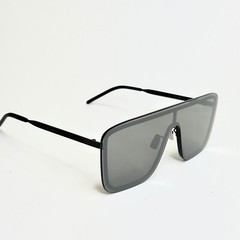 SAINT LAURENT 364 MASK YSL SL364 003 Black Silver Mirror Unisex Shield Sunglass