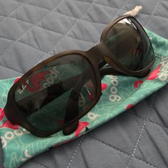 Ray-Ban RB4068 Polarized Square Sunglasses Brown Plastic Frame Green Lenses