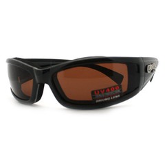 Semi Goggle Sunglasses Choppers Bikers Foam Padded Wrap Around Matt BLACK