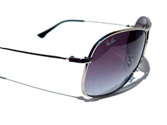 Ray Ban Polished Silver Pilot GRADIENT Grey To Blue Lens Sunglass RB 3267 003/8G