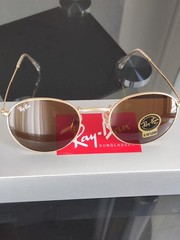 Ray-Ban RB3447 Round Metal Glod Frame Mirror Brown Lenses Sunglasses