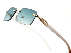 Mens Sunglasses Small Rectangular Hip Hop Rapper Gold Clear Lens Square Rimless