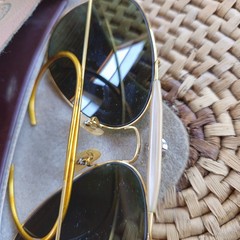 Vintage B&L Ray-Ban Outdoorsman Aviator Sunglasses Gold Green w Case